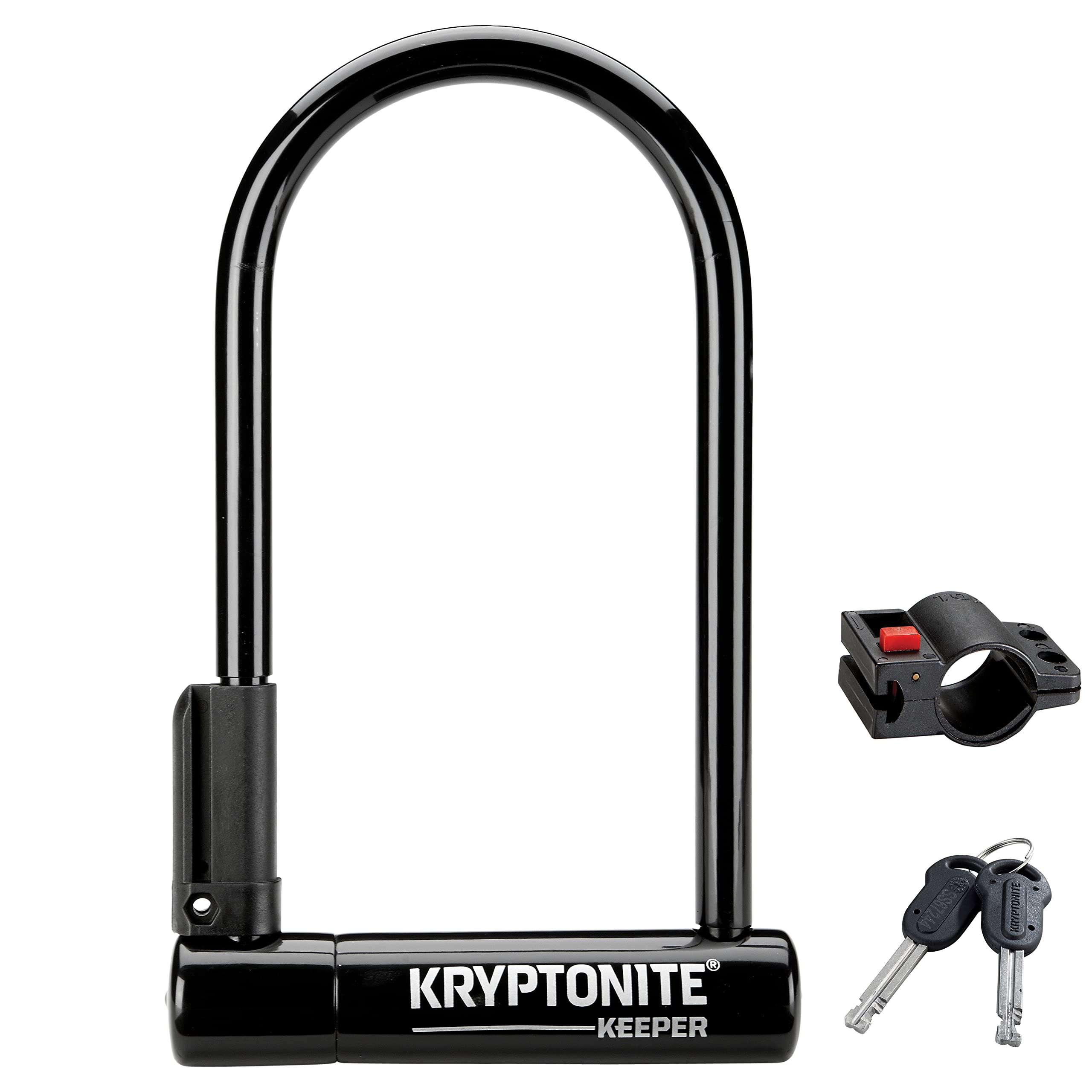 Kryptonite Keeper Standard Bike U-Lock, Heavy Duty Anti-Theft Bicycle U Lock Sold Secure Silver, 12Mm Shackle With Mounting Brac
