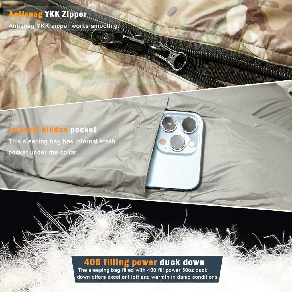 Akmax.Cn Military Down Mummy Sleeping Bag For Cold Weather