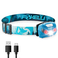 Foxelli Rechargeable LED Headlamp - Super Bright, Lightweight, and Comfortable Head Light for Running, Camping, Hiking, and Work