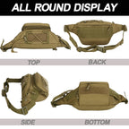 Tactical Fanny Pack, Military Waist Bag Hip Belt Bumbag Utility Bags For Outdoor Hiking Climbing Fishing With U.S Patch (Black)