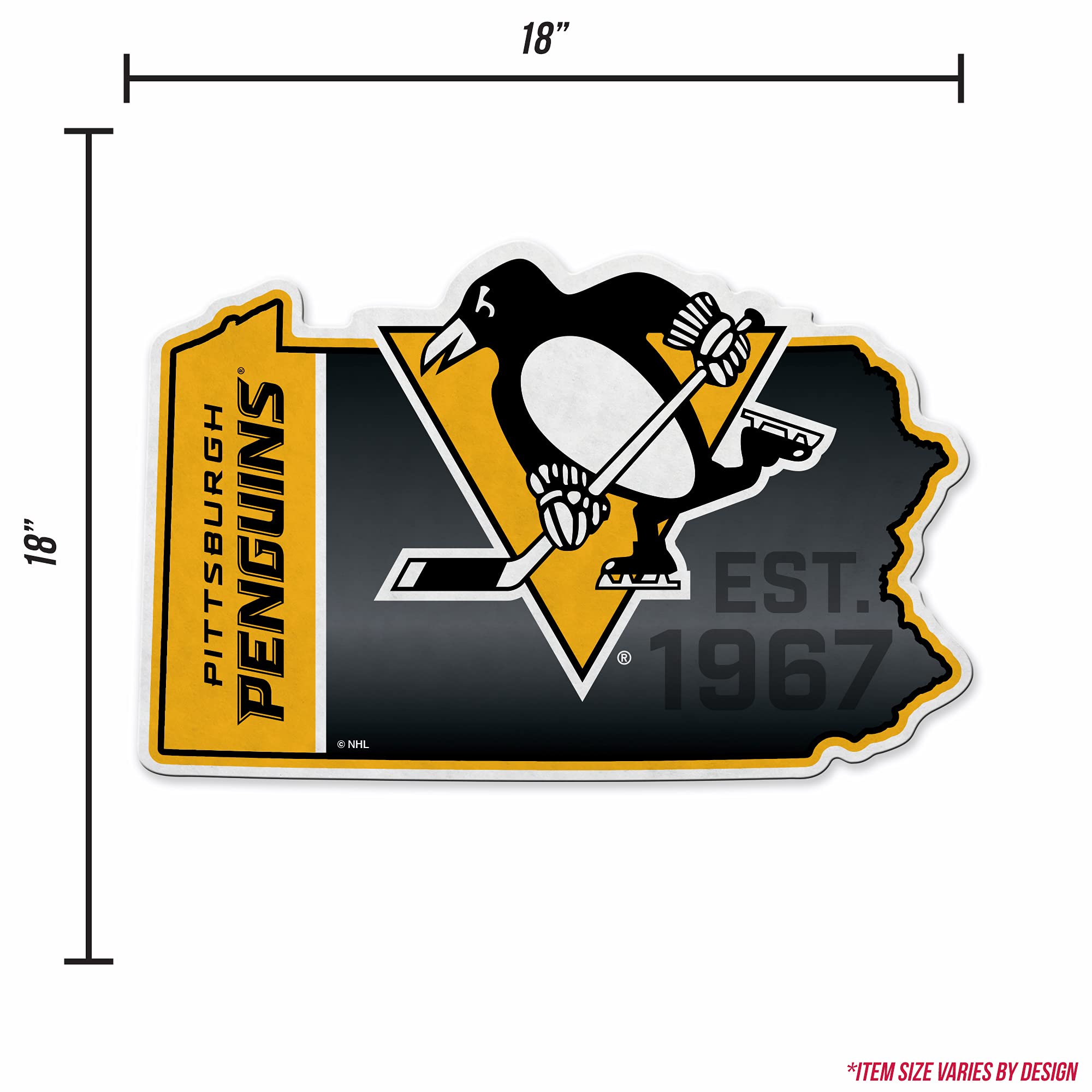 Rico Industries Nhl Pittsburgh Penguins State Shape Shape Cut Pennant - Home And Living Room D  Cor - Soft Felt Ez To Hang