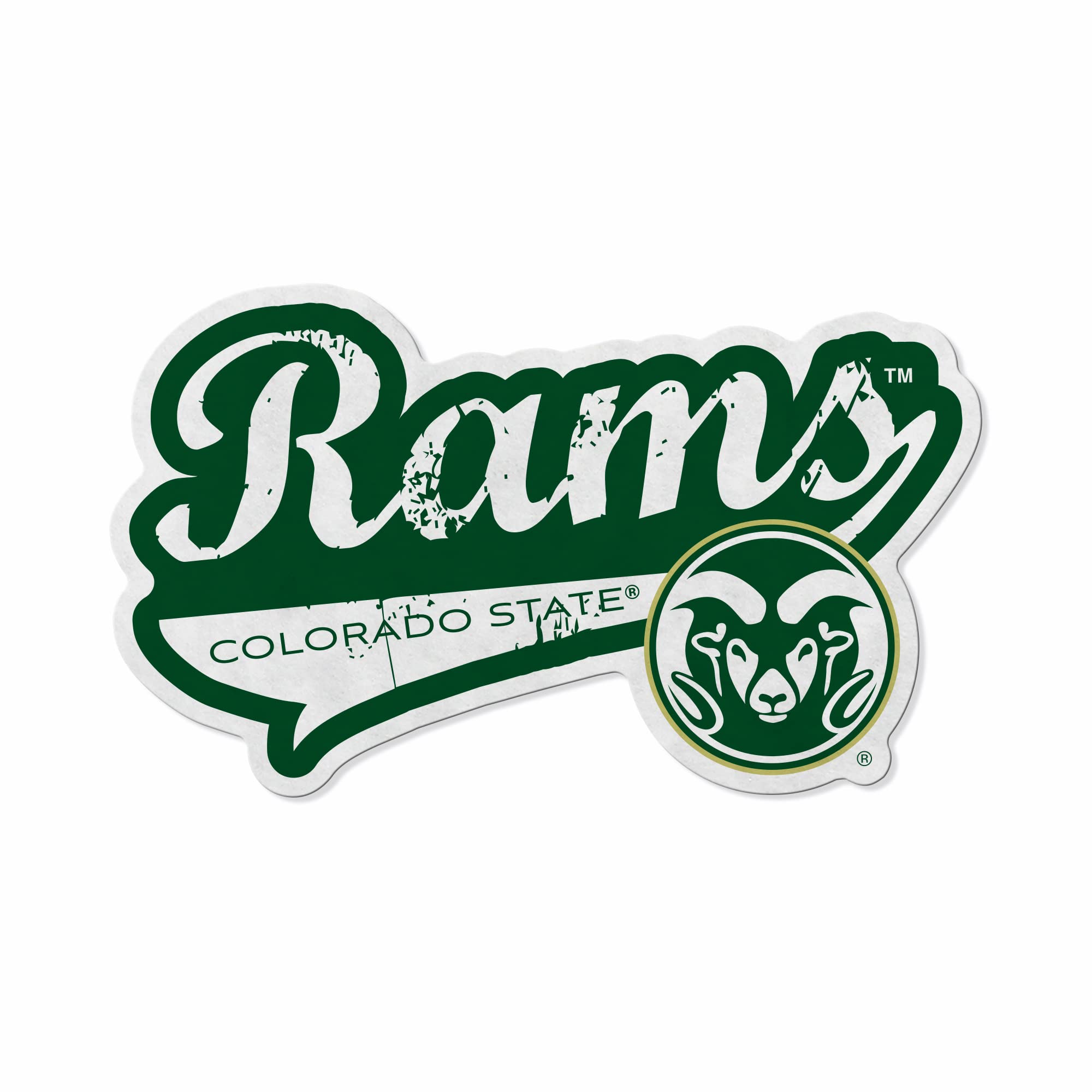 Rico Industries Ncaa Colorado State Rams Distressed Shape Cut Pennant - Home And Living Room D  Cor - Soft Felt Ez To Hang
