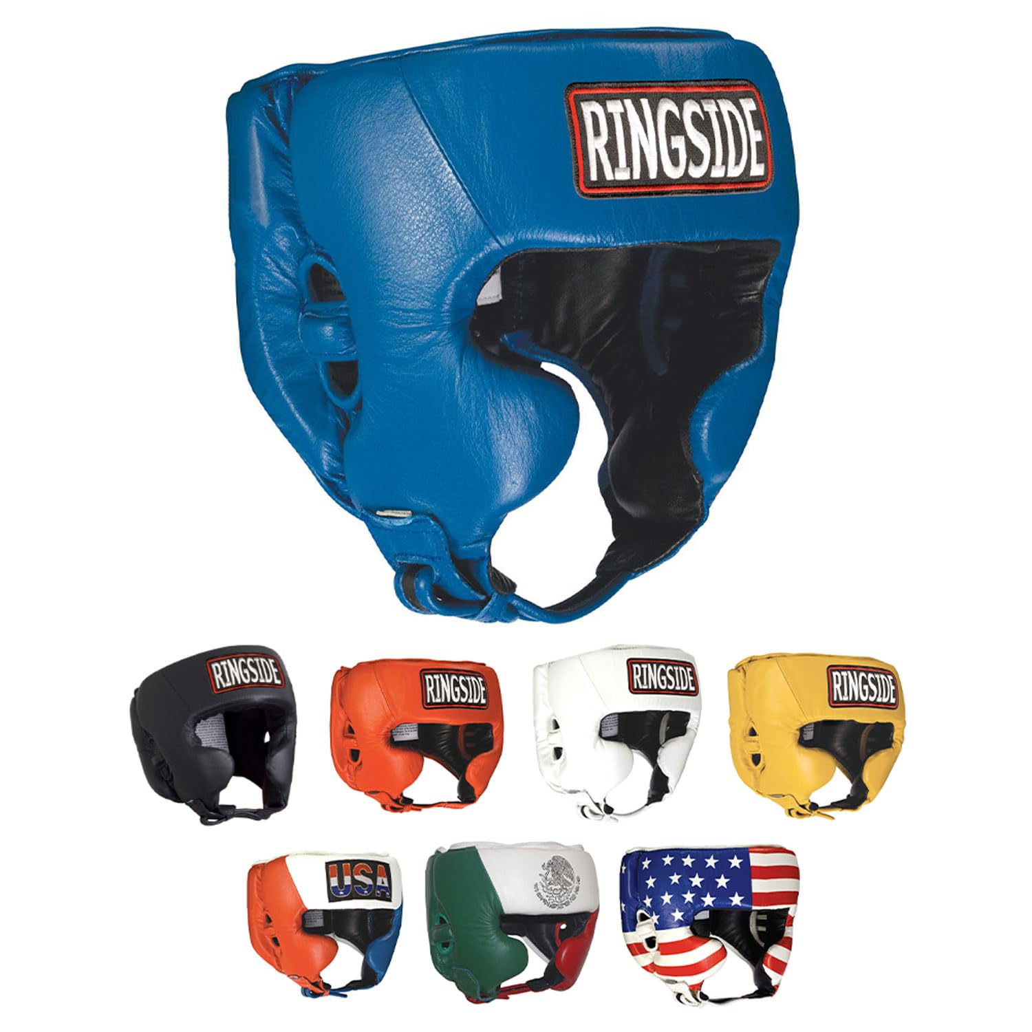 Ringside Competition-Like Boxing Sparring Training Headgear With Cheeks, Blue, Xl