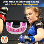 Oral Mart White/Pink Youth Vampire Fangs Mouth Guard For Kids - Youth Mouthguard For Karate, Football, Martial Arts, Taekwondo,