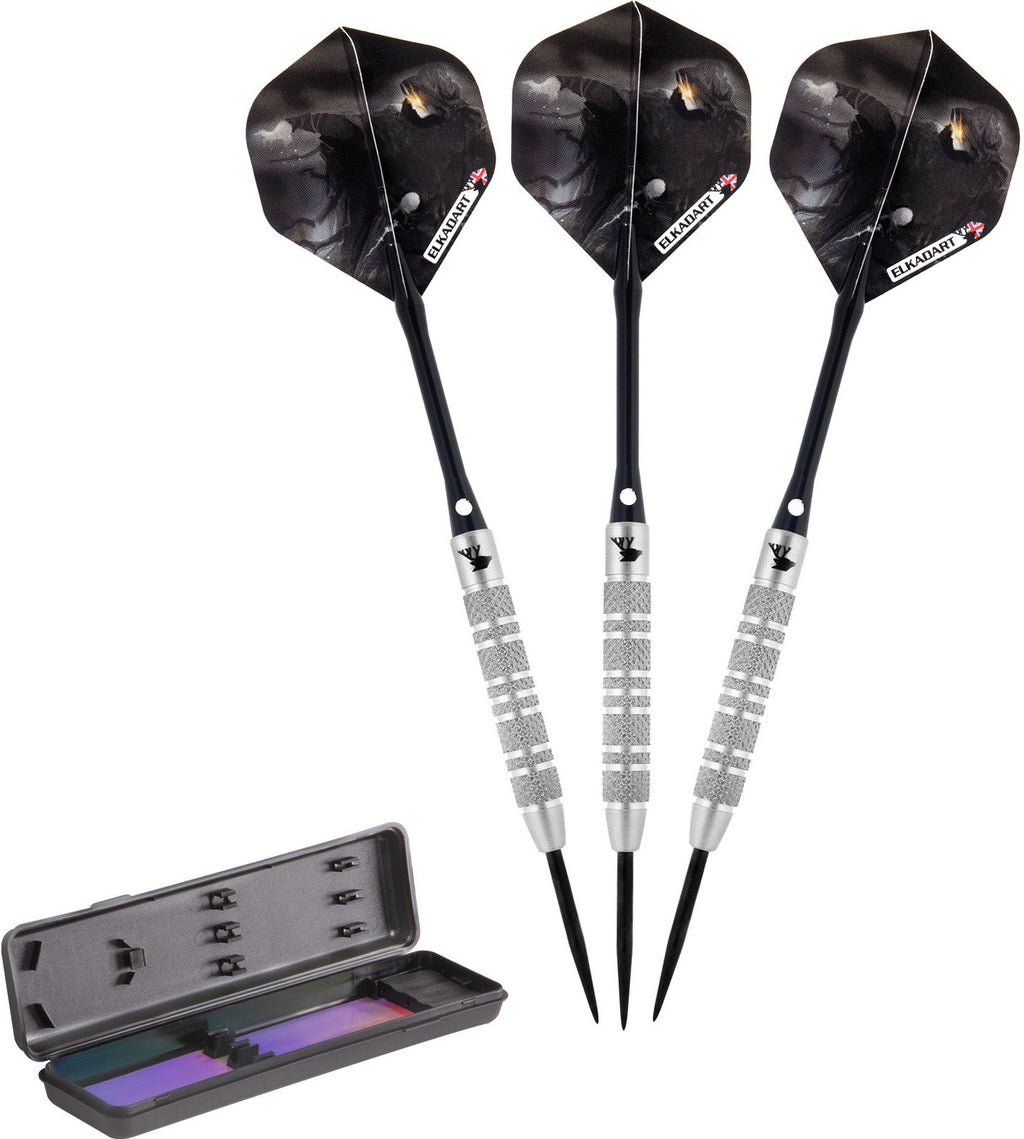 Elkadart Wizard 80% Tungsten Steel Tip Darts With Storage/Travel Case, 19 Grams, Silver