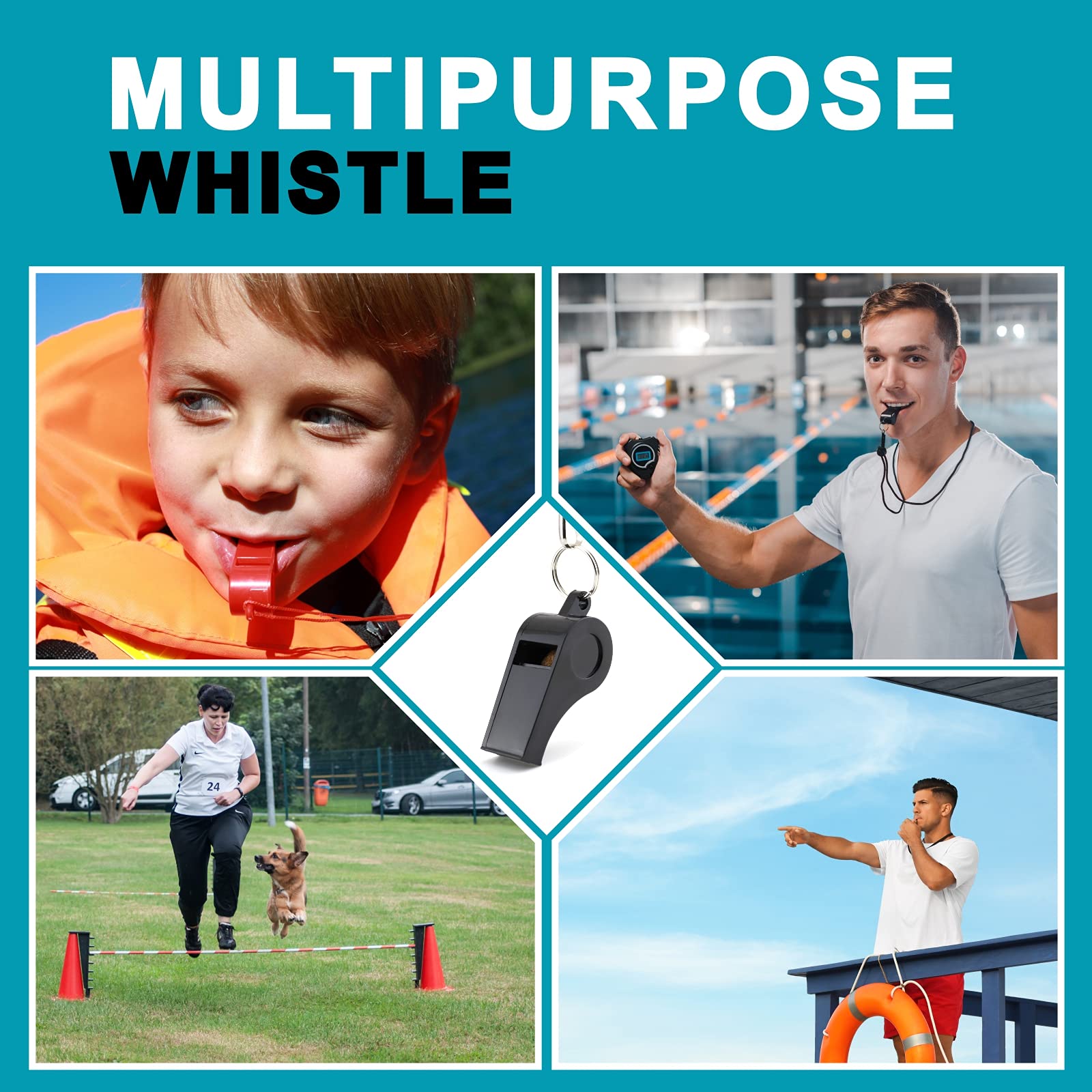 Ambitionjump Whistle 8 Pack Plastic Whistles For Adults, Sports Whistle Bulk For Coach, Referee, Teachers, Lifeguard, School, So