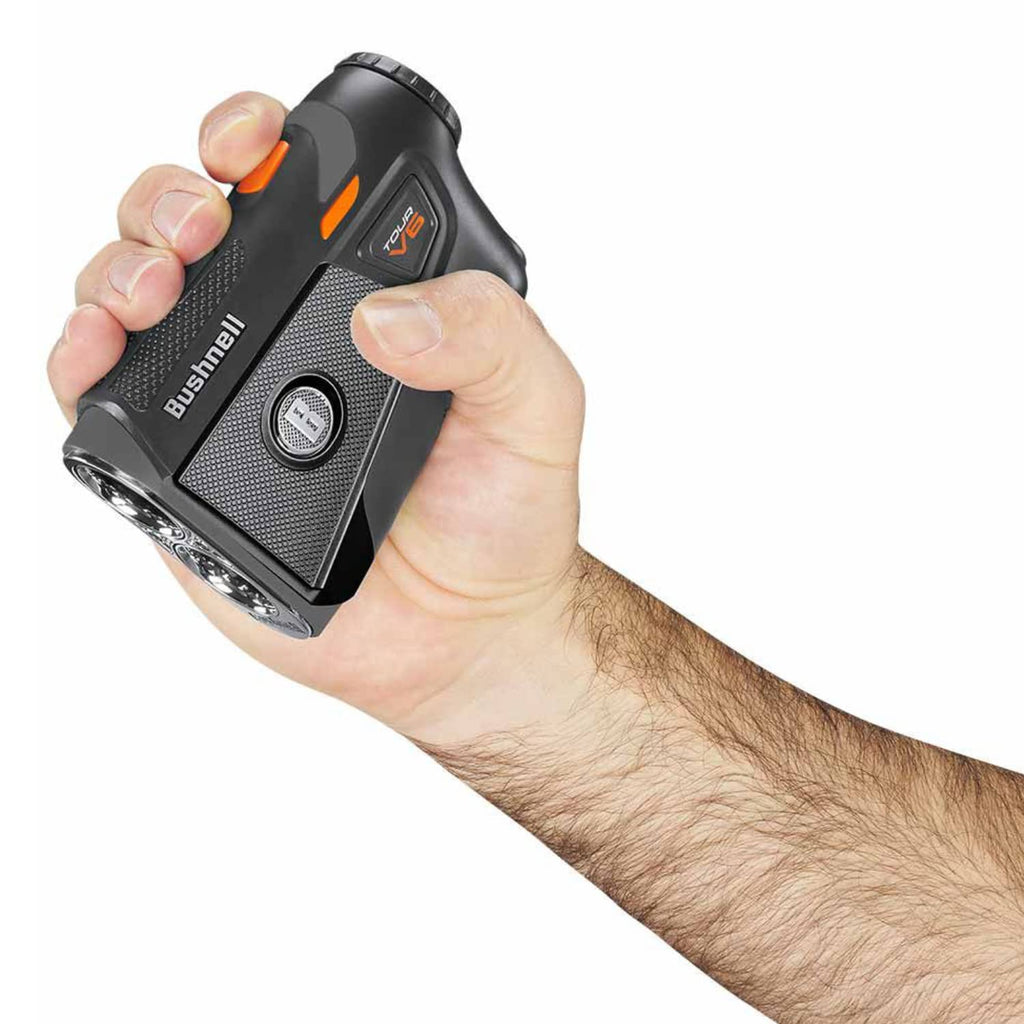 Bushnell Tour V6 Patriot Pack Laser Golf Rangefinder With Carrying Case, Wearable4U Lens Cloth, And 2X Cr2 Batteries Bundle