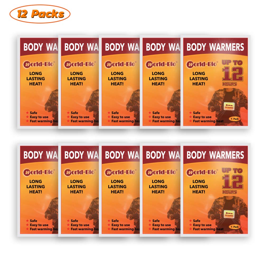 Body Warmers With Adhesive Backing Air Activate Heat Patch Disposable Gives 12 Hours Warm Pad - 12 Packs