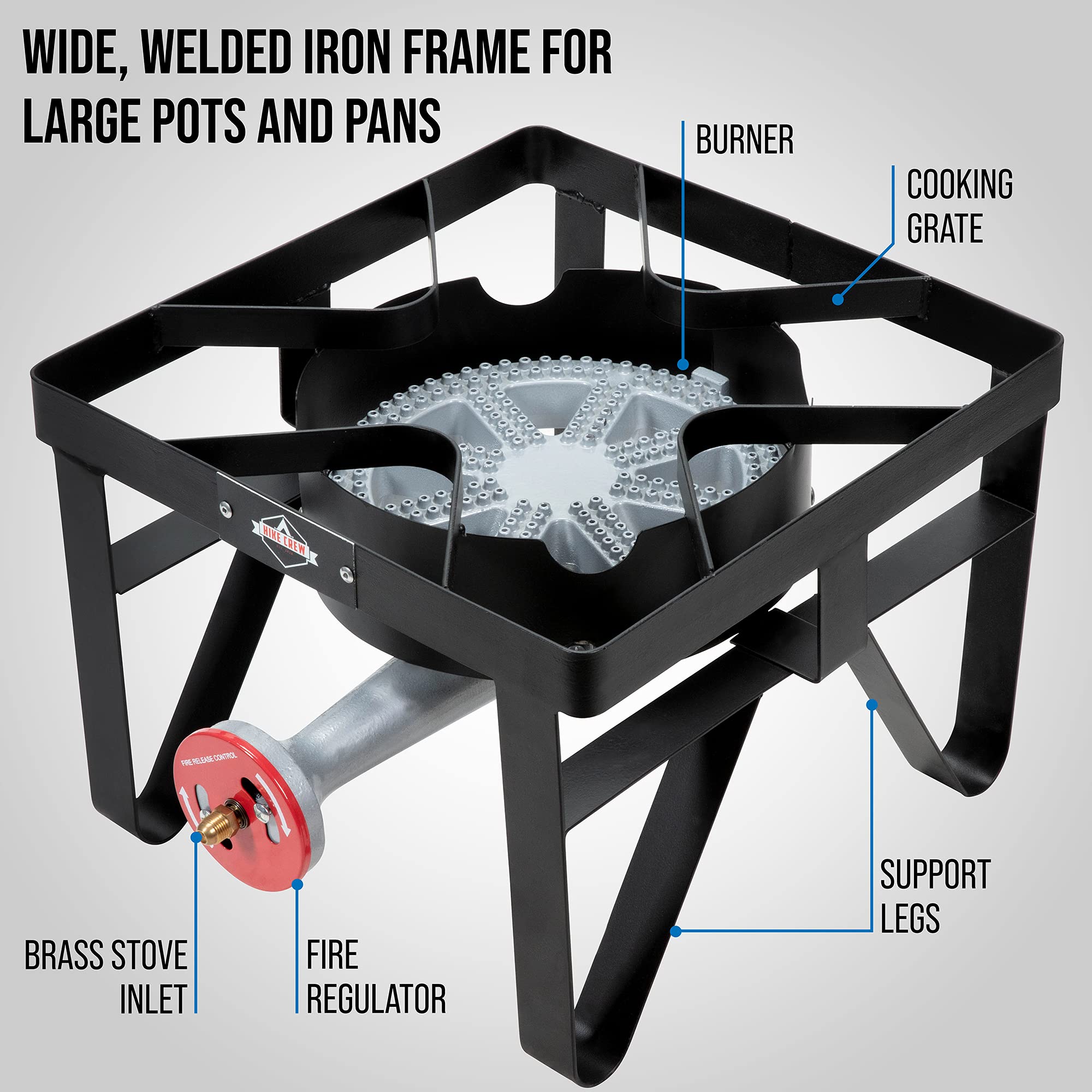 Hike Crew Cast Iron Single-Burner Outdoor Gas Stove  220,000 Btu Portable Propane-Powered Cooktop  With Blue Flame Air Control P