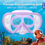 Kids Snorkel Swim Mask, Child Diving Mask Anti-Fog Swim Goggles With Nose Cover For Snorkeling Diving Swimming (Purple)