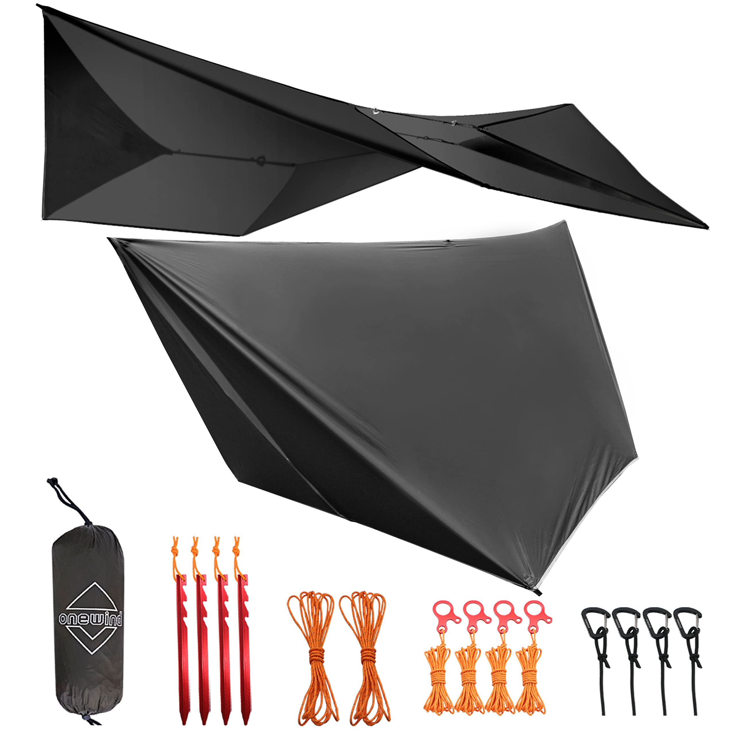 Onewind 11  10 Ft Hammock Tarp, Lightweight Silnylon Hammock Rain Fly, 4000Mm Waterproof 4-Season Multiple Shelter Solution Camp