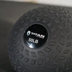 Titan Fitness 50 Lb Rubber Tread Slam Ball, Dead Bounce, 11.5In Diameter, Weight Workout - Throw, Catch, Slam, Twist