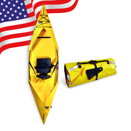 2025 Tucktec 10' PRO Foldable Kayaks - Full Size Dark Yellow Folding Kayak - Portable Kayak for Adults - Made in USA - Dark Yell