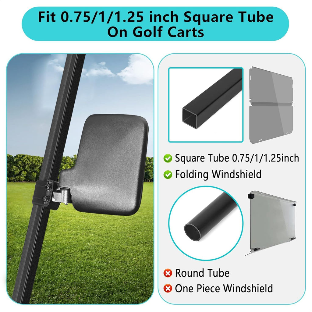 10L0L Golf Cart Mirror No Drilling Side Mirrors Universal For Club Car, Ezgo,Yamaha, Folding Side Rear View Mirrors Adjustable 1