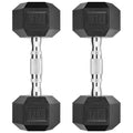 Hex Dumbbell Rubber Encased Strength Training Dumbbells, Hand Weight For Workout & Exercise/Pair of 12LB