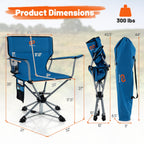 Goplus Swivel Camping Chair, Portable Lawn Chair For Adults W/Cup Holder & Carrying Bag, Folding 360-Degree Free Rotation Chair