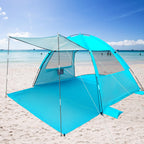 Dlucky Beach Tent For 2/3-4/5 Person,Anti-Uv Portable Sun Shade Shelterupf 50+,Both Sides Extendable Floor,Extendable Awning,Wit