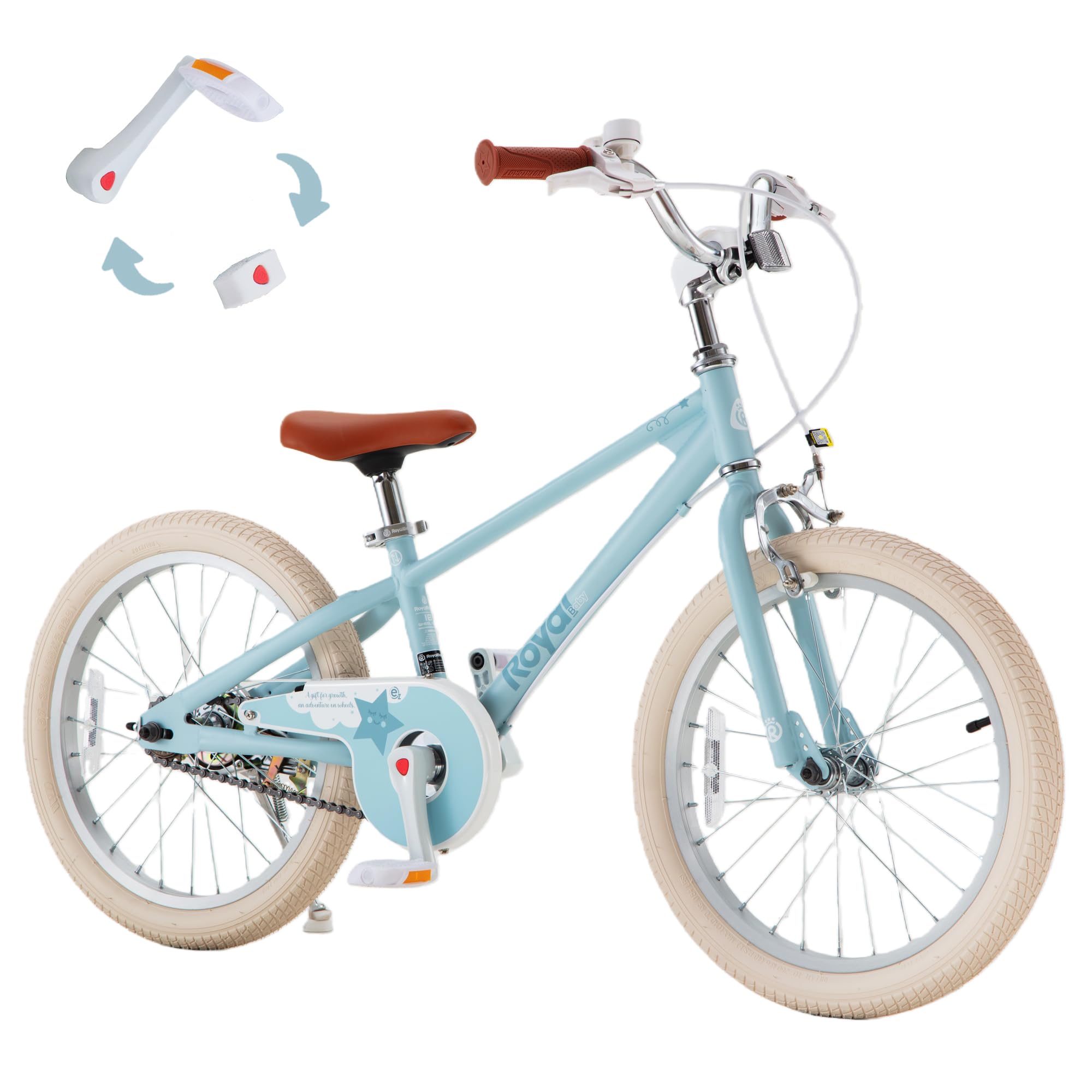 RoyalBaby EZ Kids Bike,18 Inch Convertible Balance to Pedal Bike for Boys & Girls,Beginner Bicycle for Ages 5-9 Years,Blue