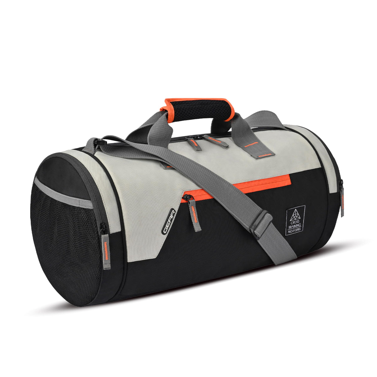 Gear Cross Training 26L Large Water Resistant Duffle Bag | Travel Bag | Gym Bag For Men & Women (Black  Orange)