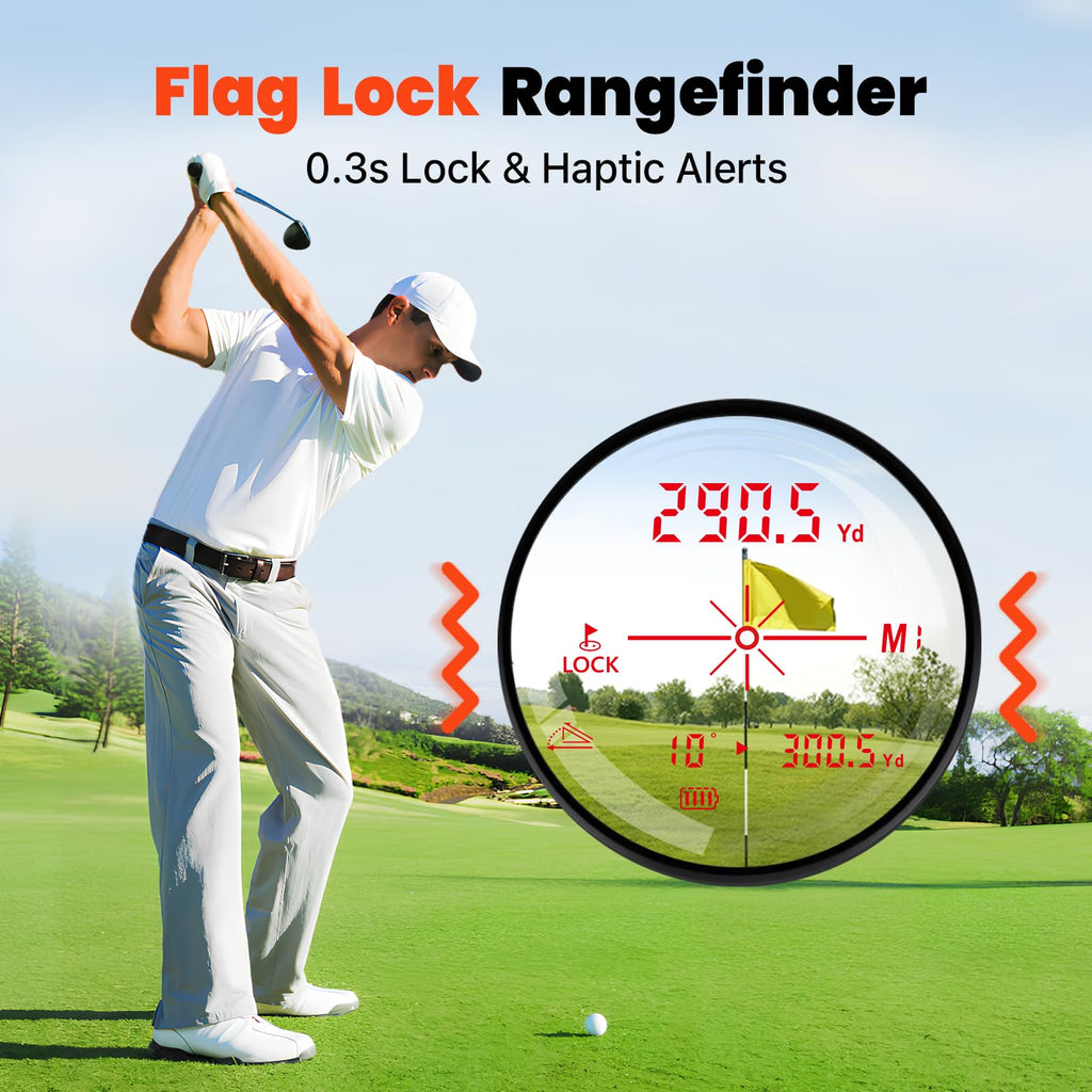 Bestsee Golf Laser Rangefinder With Slope, 1500Y Range Finder, 0.3S Flagpole Locking Vibration, 7X Magnification, Magnet Stripe,