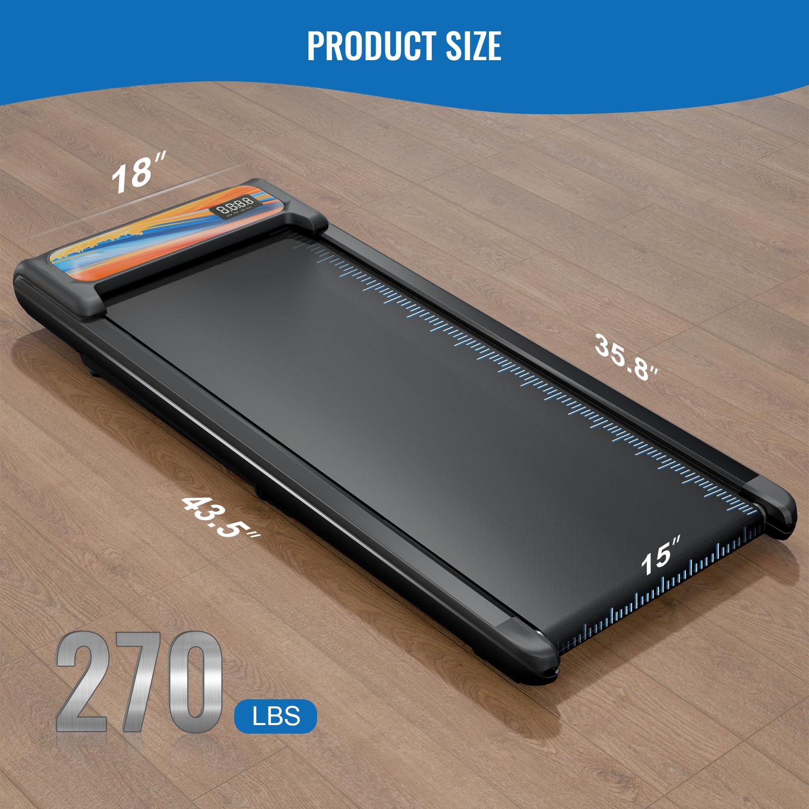 Sevobal Walking Pad With Adjustable 10% Incline, Under Desk Treadmill With Manual Handles, 2.5Hp Portable Walking Treadmill Pad
