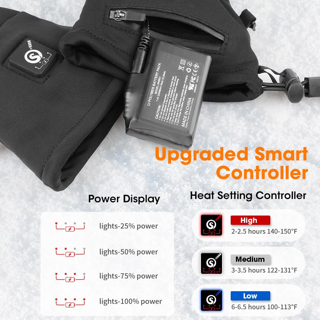 Upgraded Heated Glove Liners For Men Women, Rechargeable Electric Battery Heated Gloves Windproof Winter Glove Liners Thin Glove