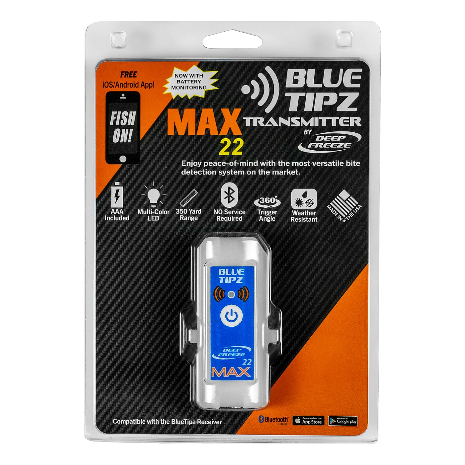 Deep Freeze Bluetipz Tip-Up Ice Fishing Alarm - Bluetooth Transmitter - Bite Alarm - Ice Fishing Tip-Up Light - Ice Fishing Gear
