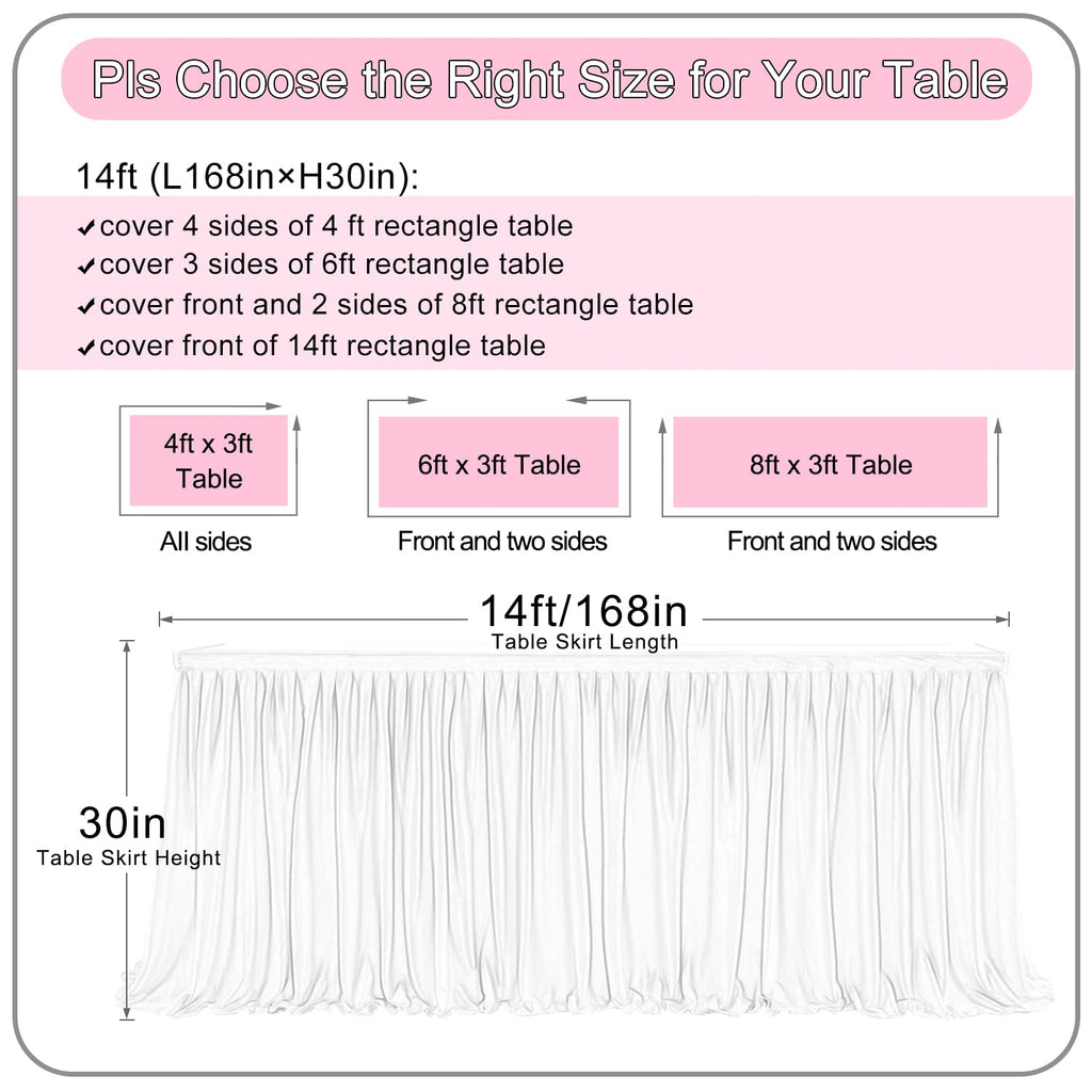 Nssonben 14Ft Pink Tulle Table Skirt Fluffy And Elegant Tutu Table Skirts For Wedding Birthday Party Baby Shower (L168Inah30In)