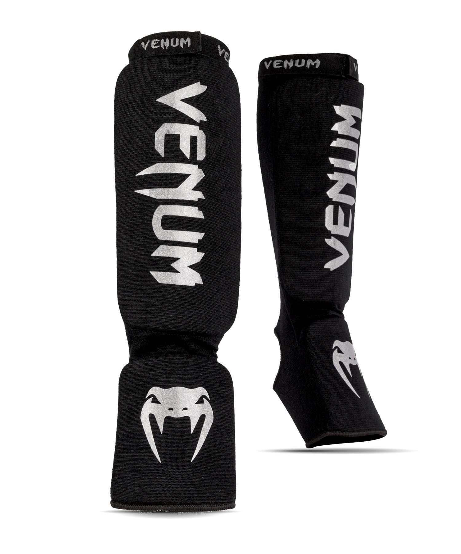 Venum Kontact Shin Guards - Black/Silver - Large