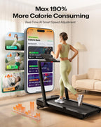 UREVO Smart Treadmill with 9% Incline, 3-in-1 Foldable Treadmill with Handle for Home/Office Fitness, Runner-Focused Design, 6 H