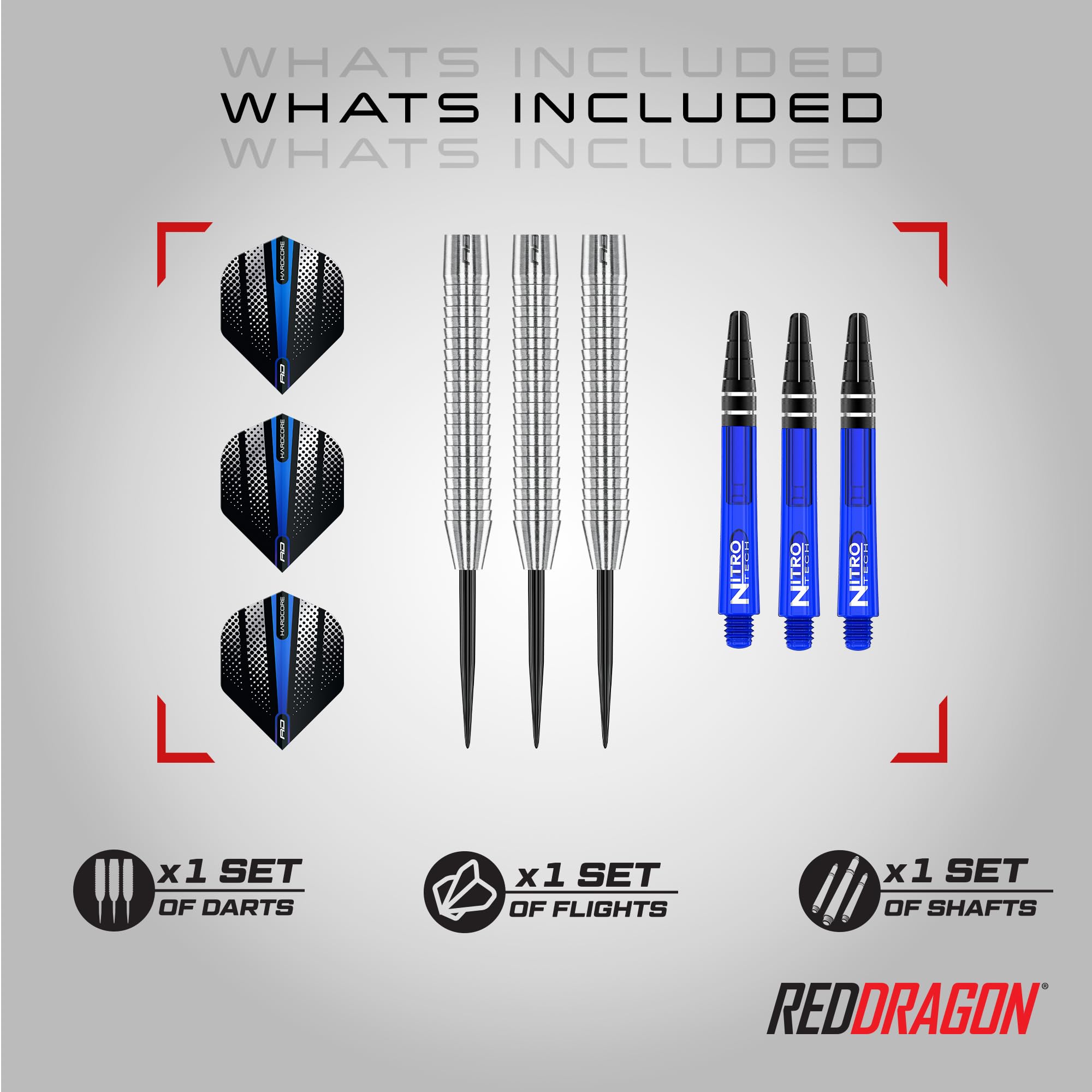 Red Dragon Razor Edge Original 33G Tungsten Darts With Flights And Stems
