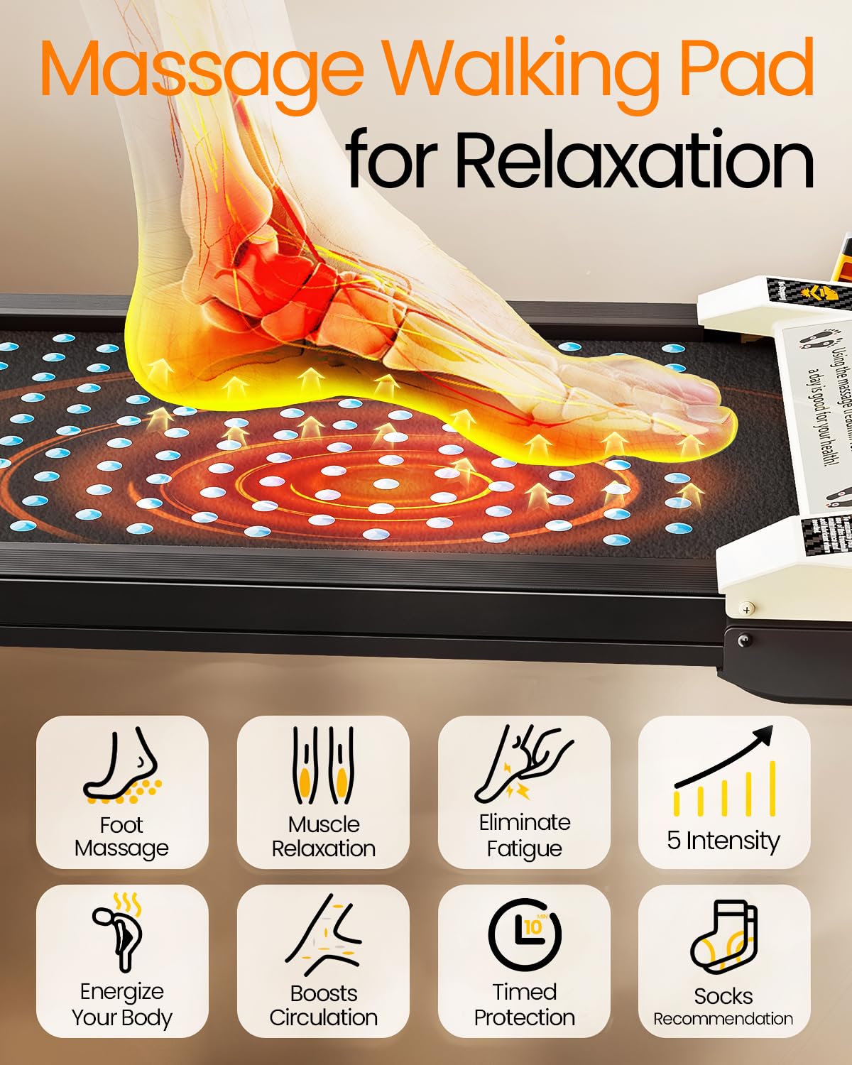 Akluer Walking Pad With Incline - Dual-Sided 2 In 1 Under Desk Treadmill With Shiatsu Foot Massager, 330Lbs Walking Pad Treadmil