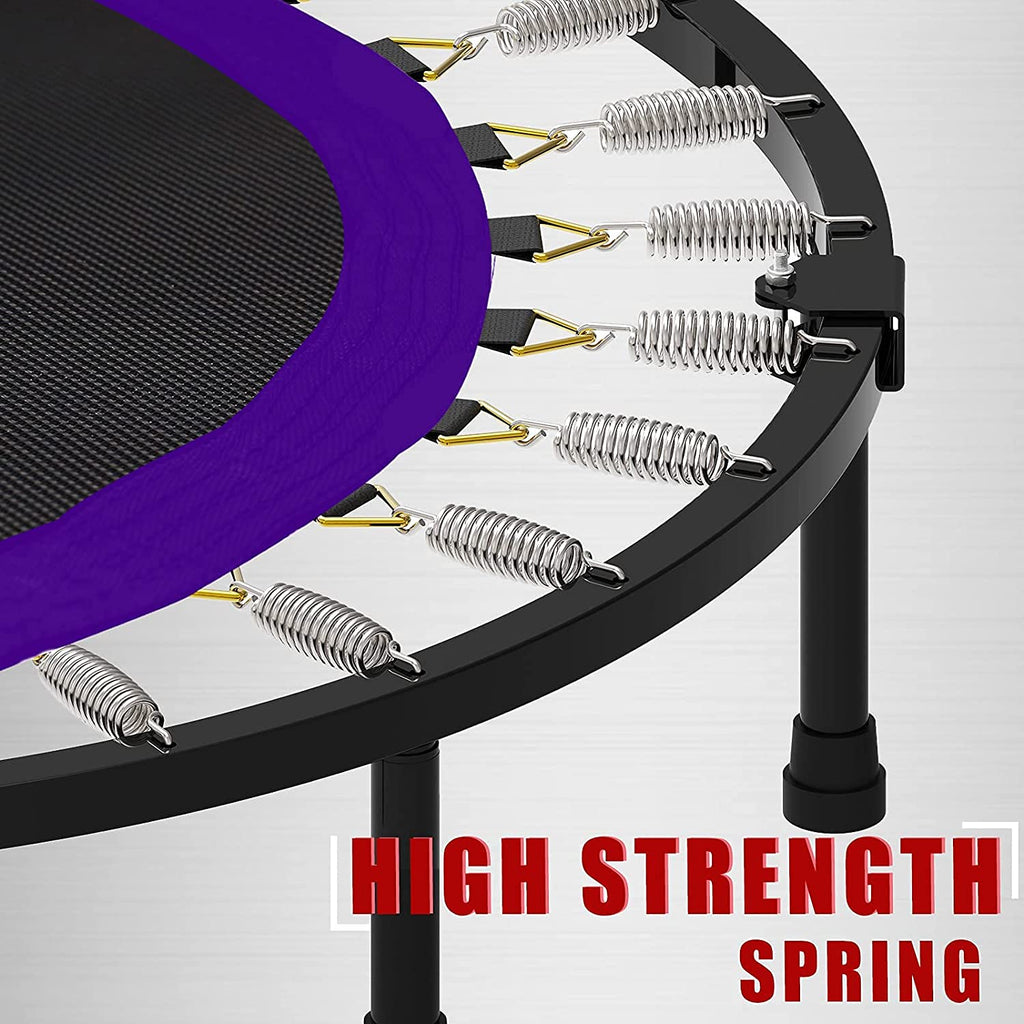 Kanchimi 40 Folding Mini Fitness Indoor Exercise Workout Rebounder Trampoline with Handle, Max Load 330lbs(Purple)