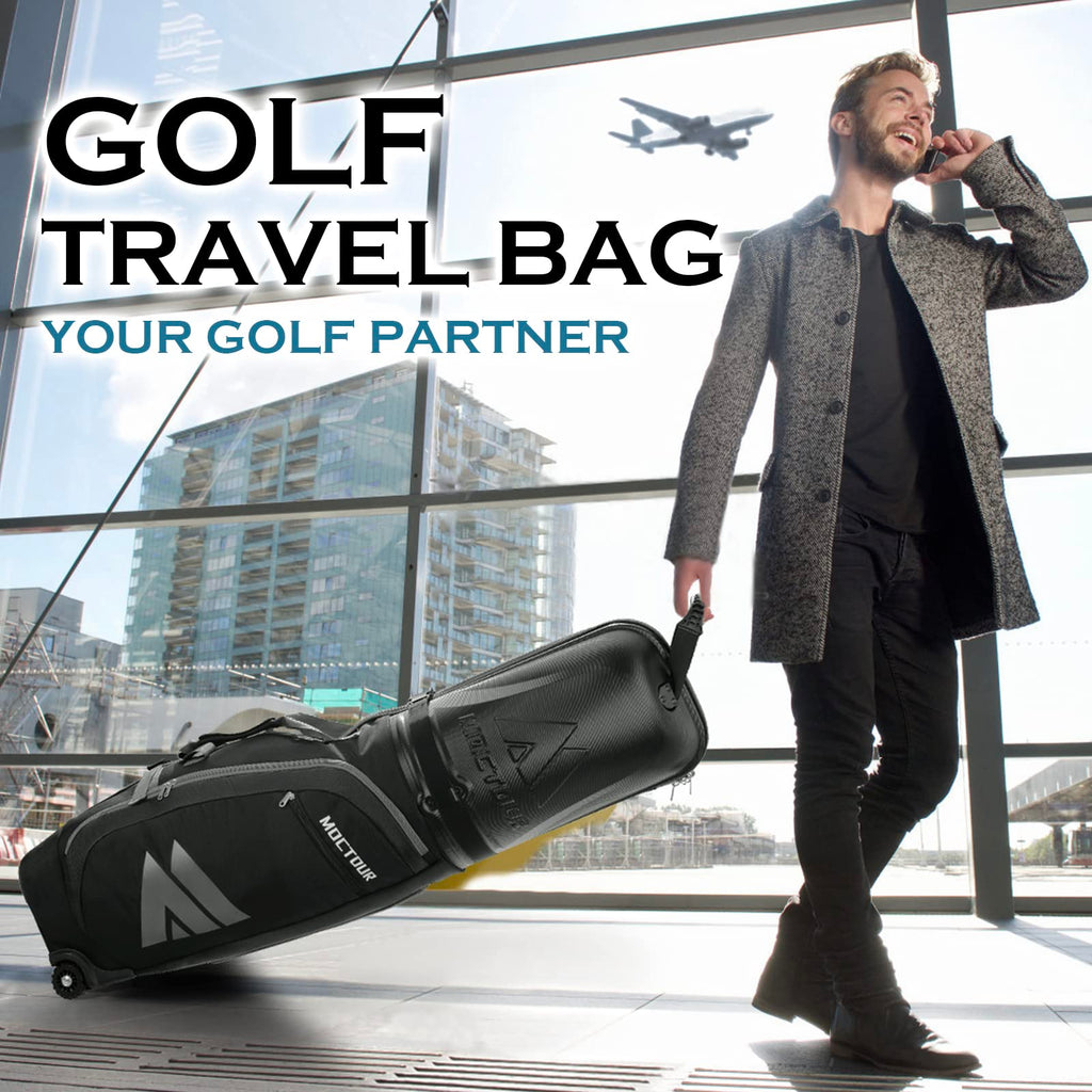 Moctour Golf Travel Bags For Airlines With Wheels & Abs Hard Case Top, Protect Your Clubs, Waterproof 1680D Oxford Fabric And Ov