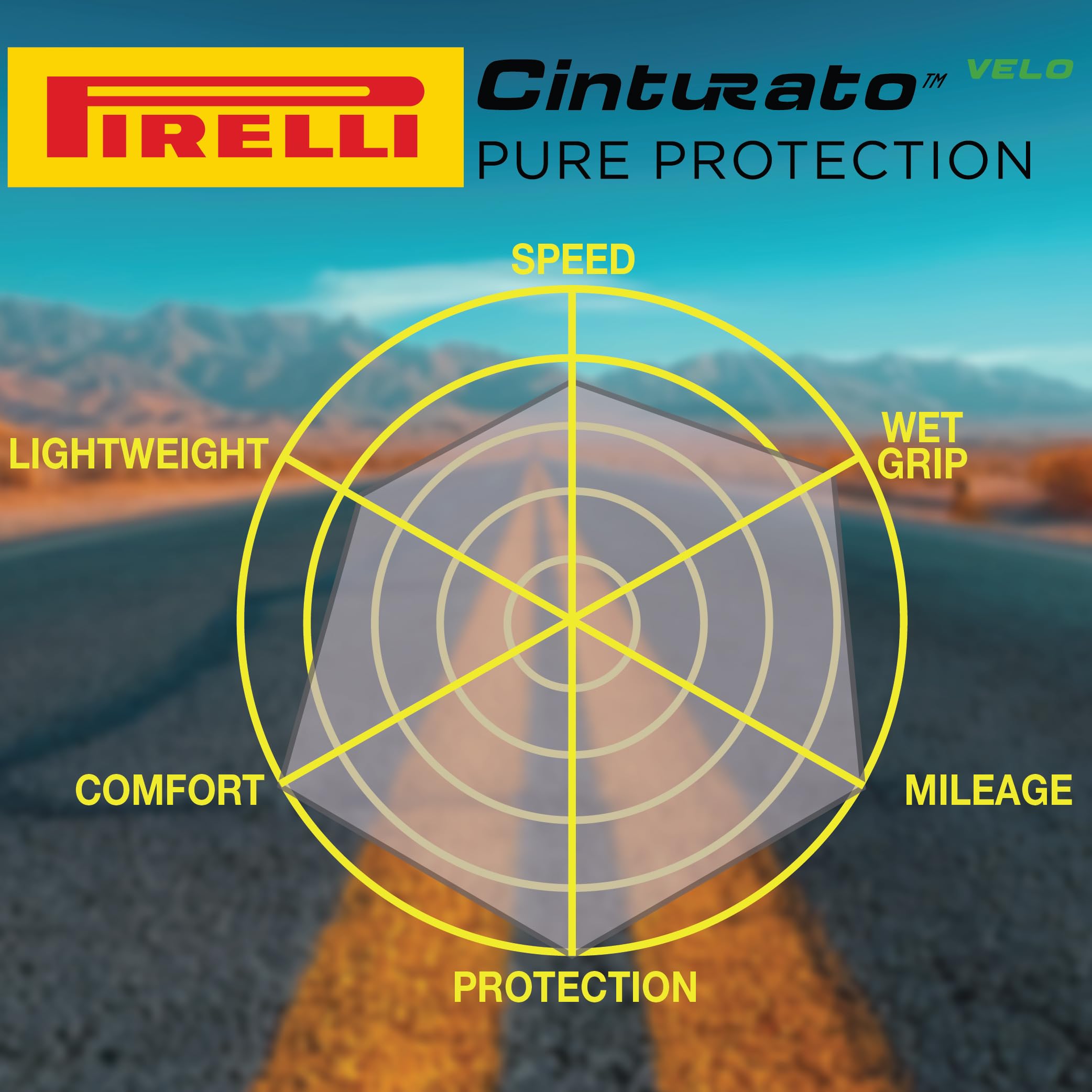 Pirelli Cinturato Velo Road Bike Tire, Long Rides, Tubeless Ready Clincher Tlr, Grip & Durability, Innovative Kevlar Protect, (1