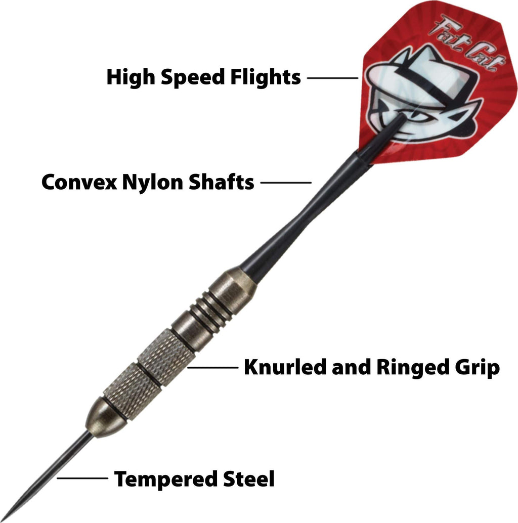 Fat Cat Twin Pack Steel Tip Darts, 19 Grams Multi