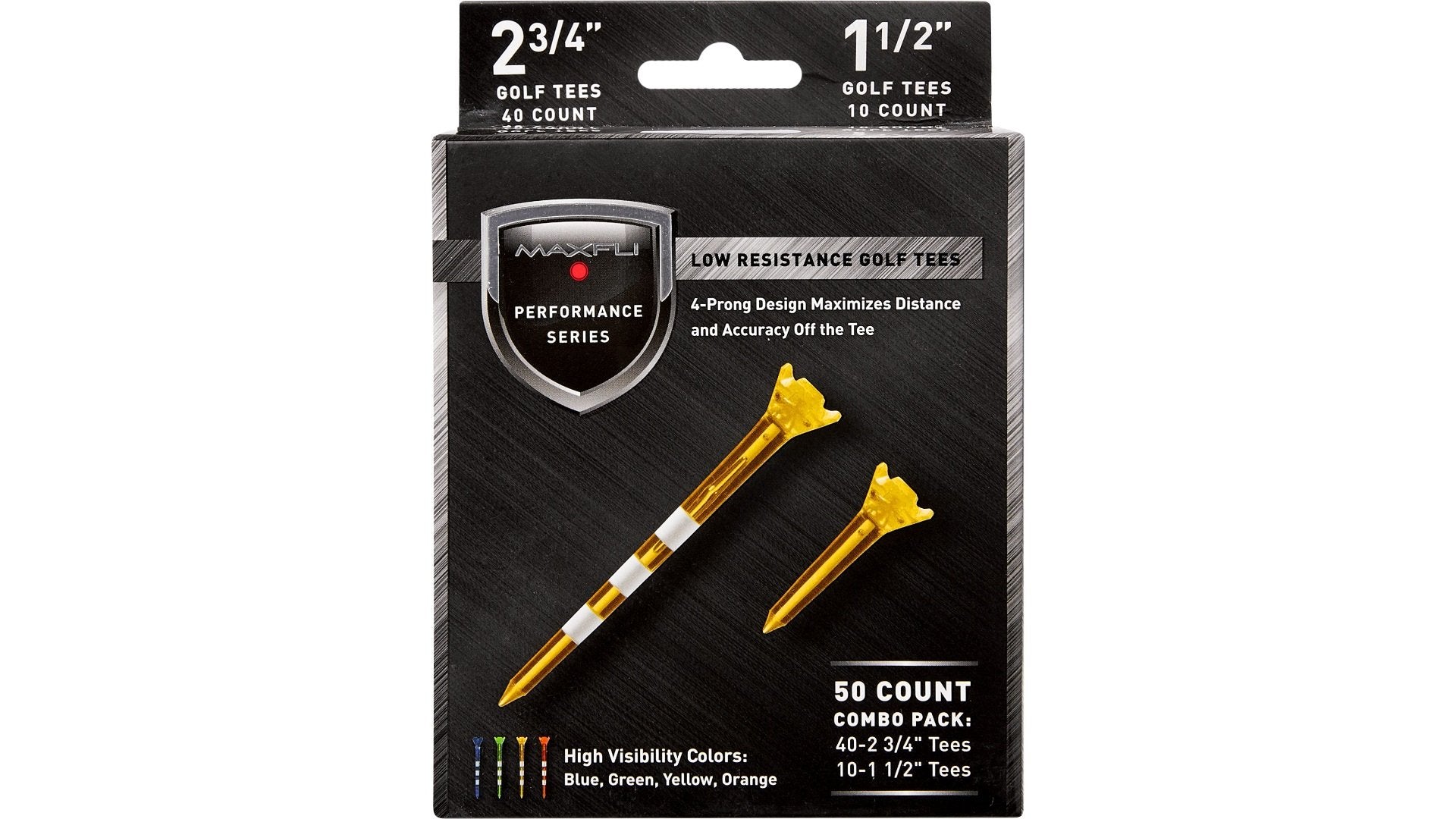 Maxfli Performance Series Low Resistance 2 3/4'' & 1 1/2'' Assorted Golf Tees - 50 Pack