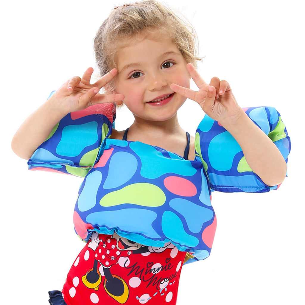 Double Couple Toddler Swim Vest With Sleeves Cartoon Adjustable Strap Swimming Jacket Pool Floaties For Kids 20-50 Pounds Boys A