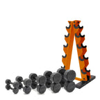 CAP Barbell 150 LB Black Handle Coated 12-Sided Dumbbell Set with Vertical Orange Rack
