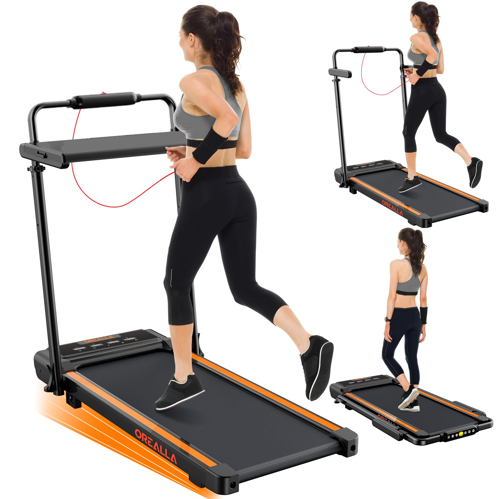 Walking Pad With 12% Incline, Under Desk Walking Pad Treadmill With Handle Bar & Removable Desk Workstation, 3 In 1 3.5Hp Foldab