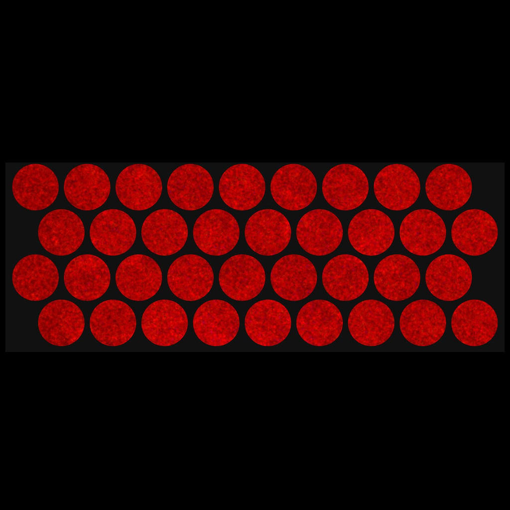 Litemark Reflective Red 1 Inch Circle Sticker Decals For Helmets, Bicycles, Strollers, Wheelchairs And More - Pack Of 36