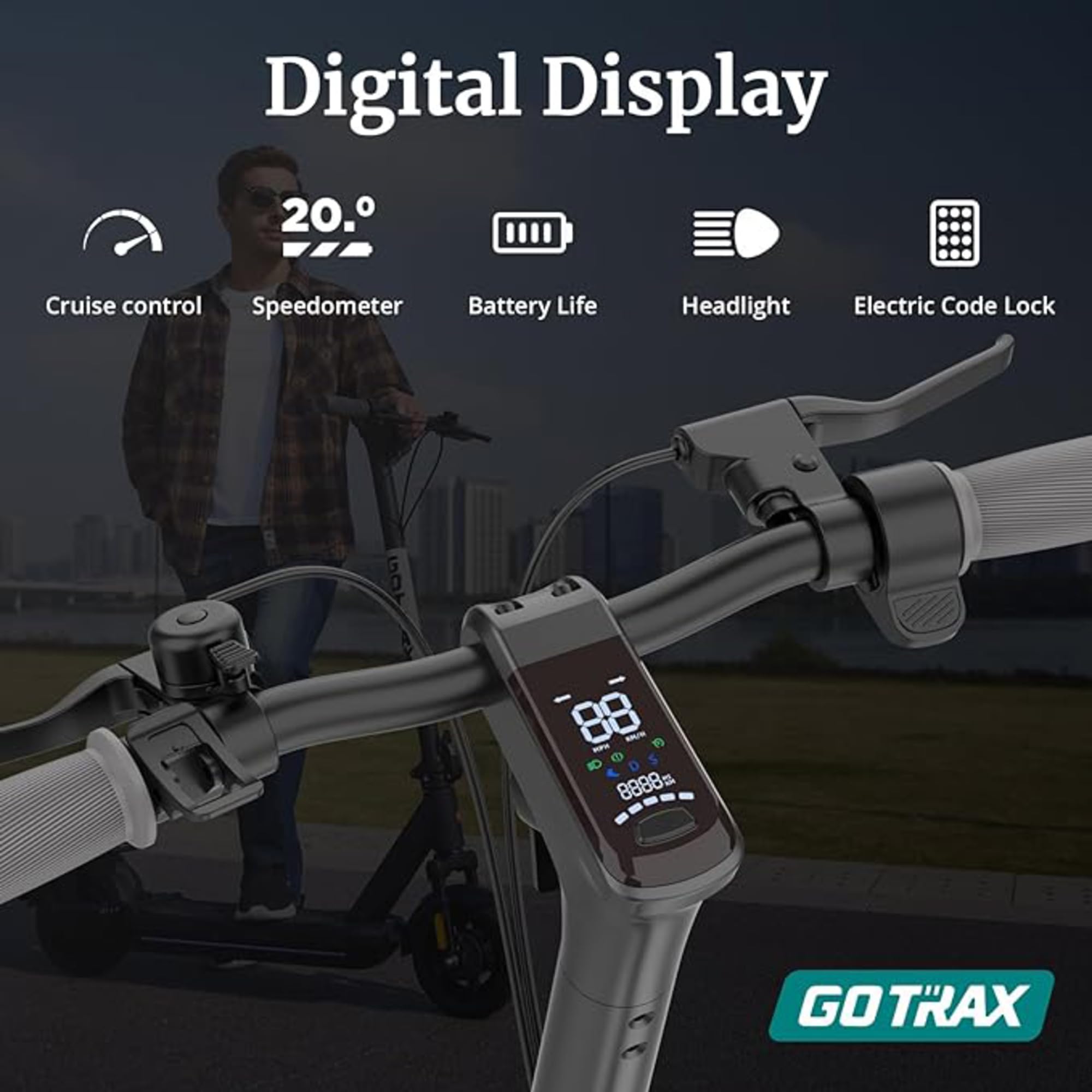 Gotrax Eclipse Ultra Saddle Electric Scooter, 20MPH, 28Miles, Adjustable Handlebar Height, Foldable, Detachable Seat, Cruise Con