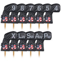 Craftsman Golf Left Handed Golfer 11Pcs /Set Usa Us Flag Clover Leather Black White Green Iron Covers Headcover Set (Black For L