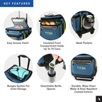 Titan Deep Freeze 60 (50+10) Can Wheeled Cooler - Collapsible Rolling Cooler with Wheels and All-Terrain Cart, Marine Blue