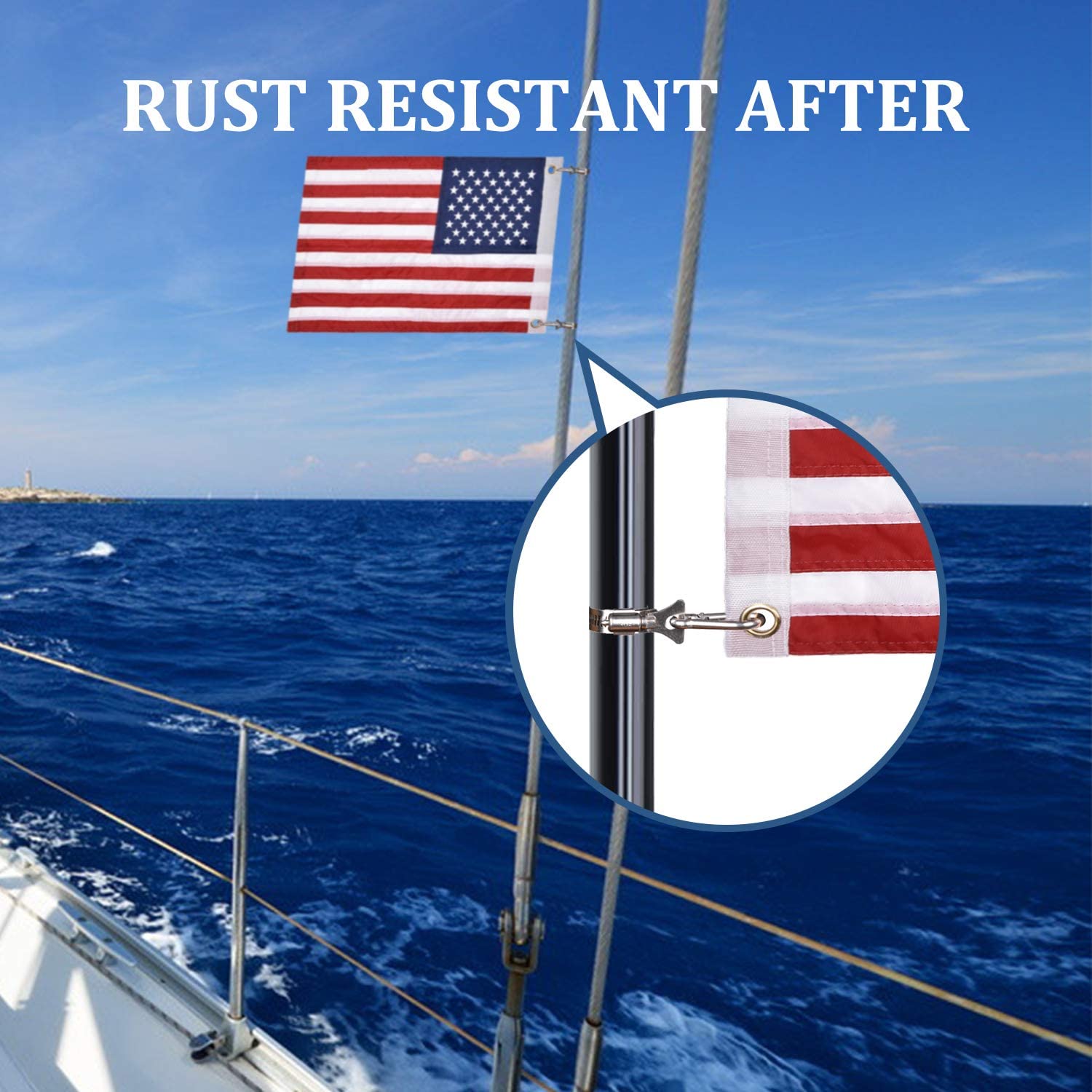Universal Boat Flag Marine 12''X18'' With 4 Boat Flag Pole Kits Usa Flag With 50 Embroidered Stars American Boat Flag