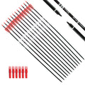 Tiger Archery 30Inch Carbon Arrow Practice Hunting Arrows With Removable Tips For Compound & Recurve Bow(Pack Of 12) (Red White)