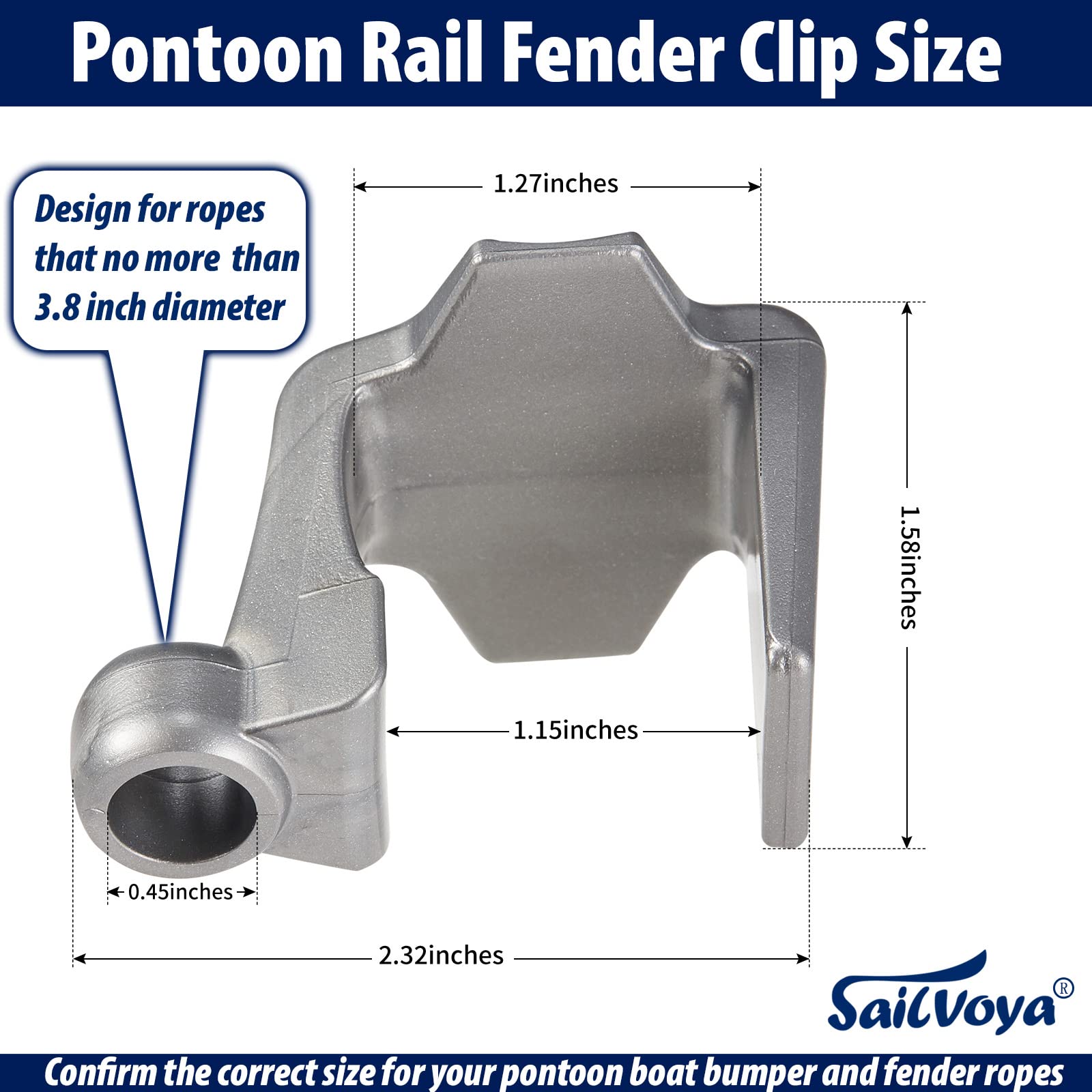 Boat Bumper Clips, Pontoon Boat Fender Clips For Docking, Pontoon Boat Square Rail Fender Hangers/Adjusters/Clips Work With Pont
