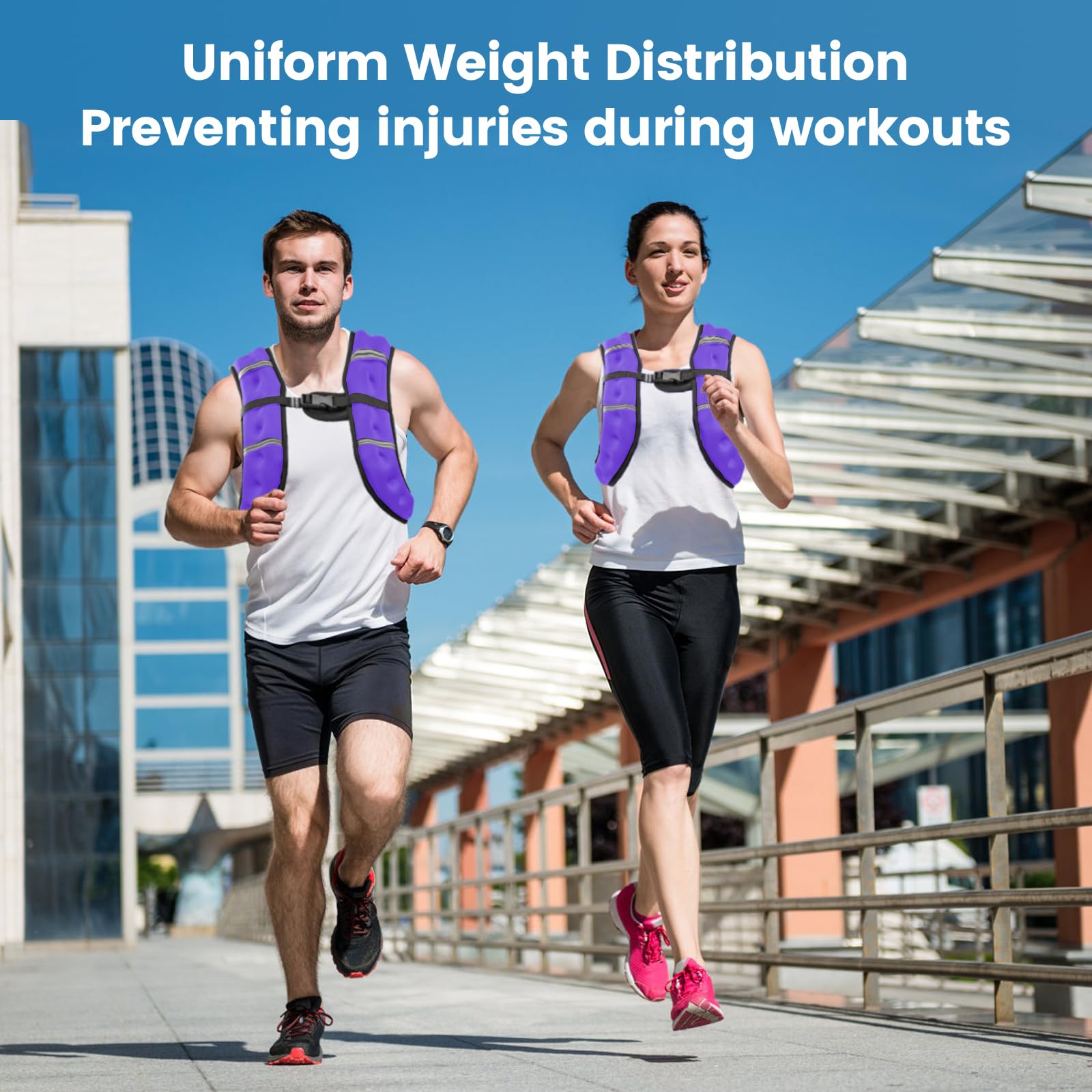 Purple Weighted Vest Women, 8lbs/12lbs/16lbs/20lbs Weight Vest with Reflective Stripes for Workout, Strength Training, Running,