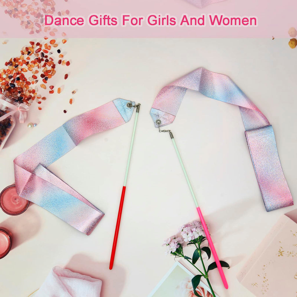 Kaiyuan Dynasty 4Pcs Dance Ribbons Sparkling Dance Ribbon Streamer 78.7Inch Gymnastics Ribbon Dancer Wand Twirling Dancing Ribbo