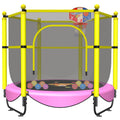 60 Trampoline for Kids, 5 FT Toddler Baby Trampoline with Safety Enclosure Net, Indoor or Outdoor Pink Small Trampolines with Ba